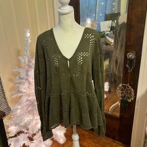 Anthropologie Green Knit Sweater size XL